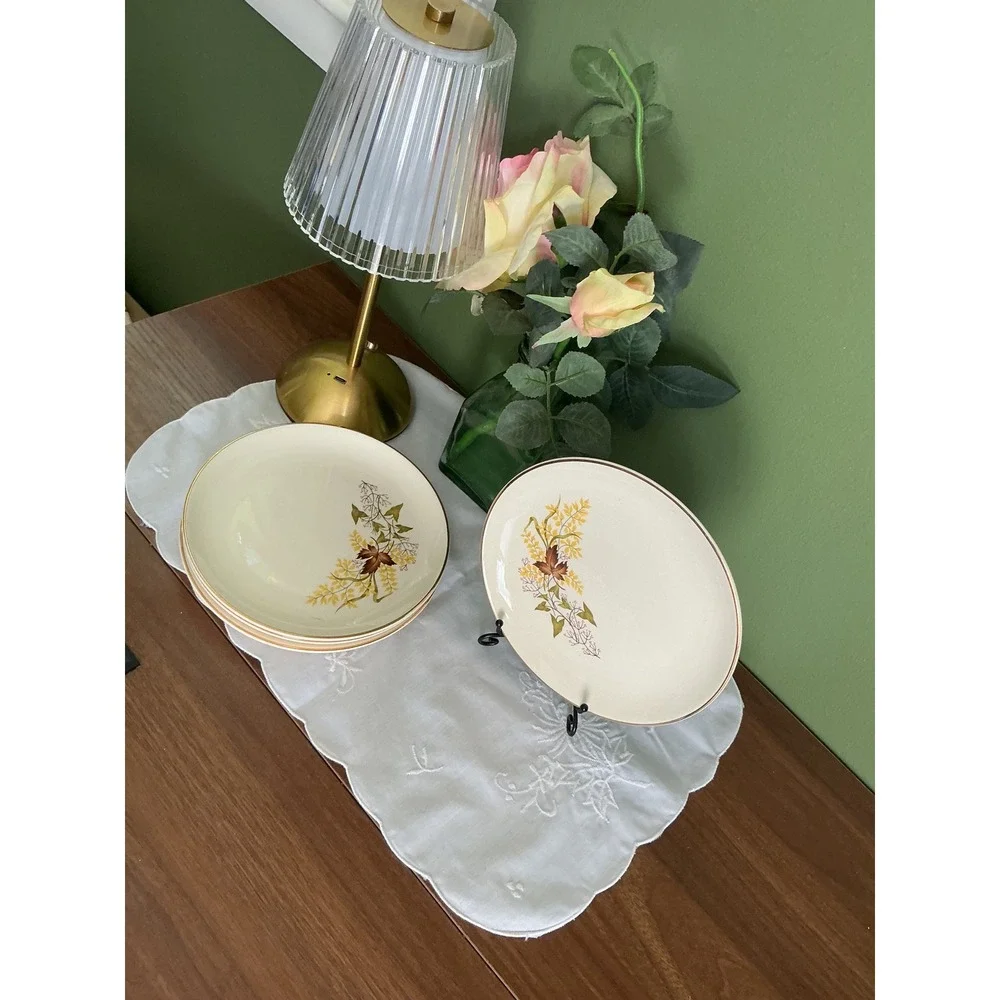 Vintage Taylor Smith and Taylor Gold Leaf Plates Set of 4